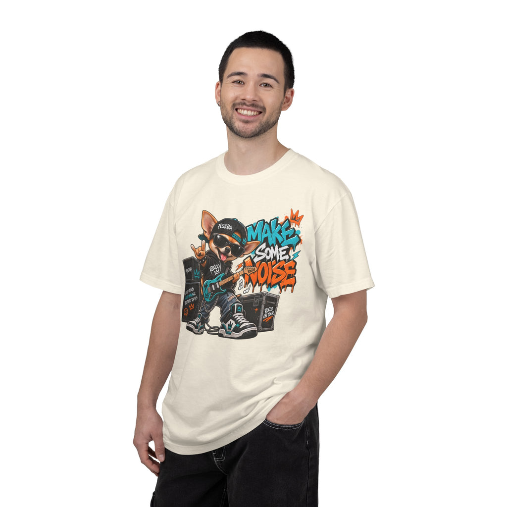 Make Some Noise Rocco Graphic T-Shirt — Streetwear Rock Dog Tee