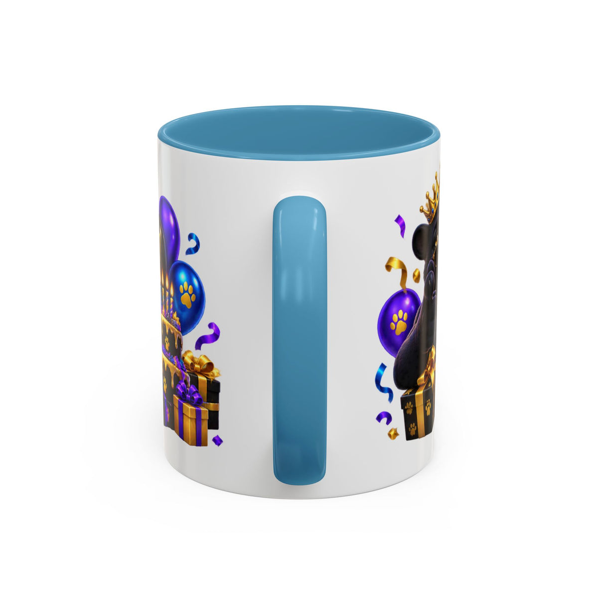 Black Panther Happy Birthday Mug – Purple Blue & Gold Birthday Gift – FestoraShop White Coffee Mug