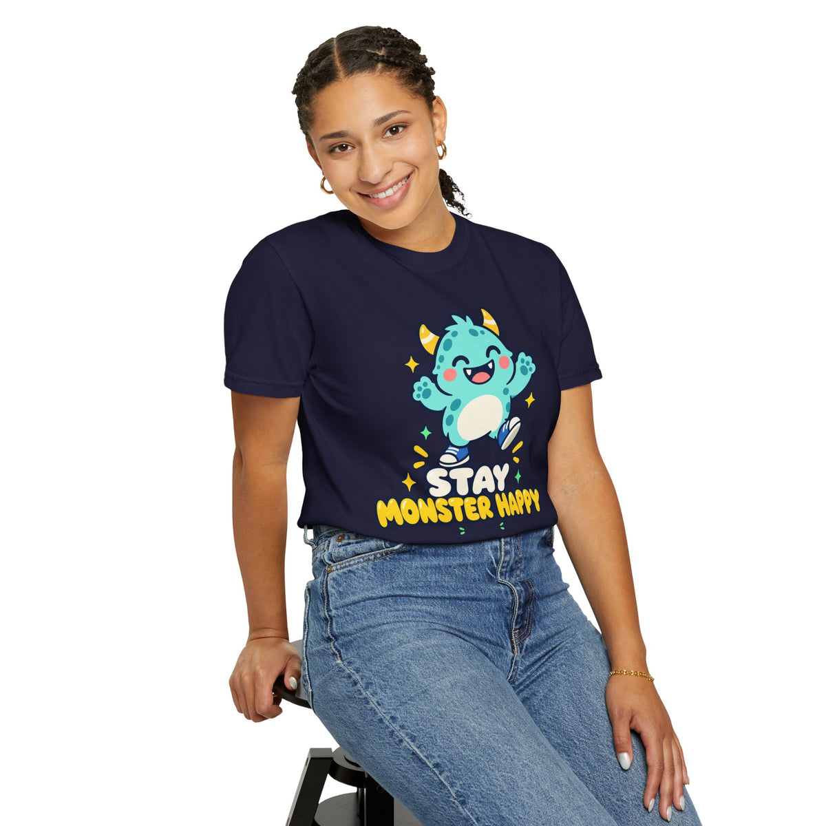 Stay Monster Happy – Cute Monster Graphic T-Shirt