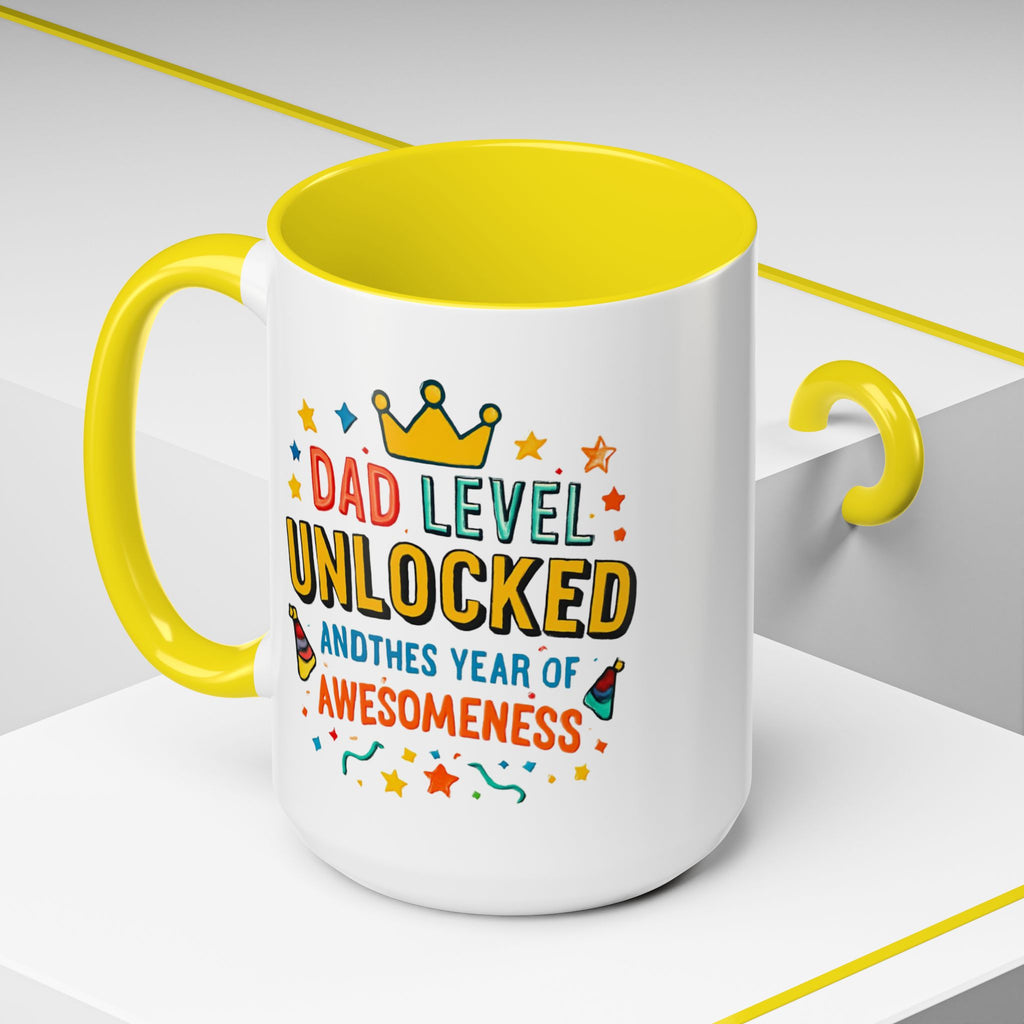 Dad Level Unlocked Coffee Mug – Funny Father’s Day 11/15oz Accent Mug