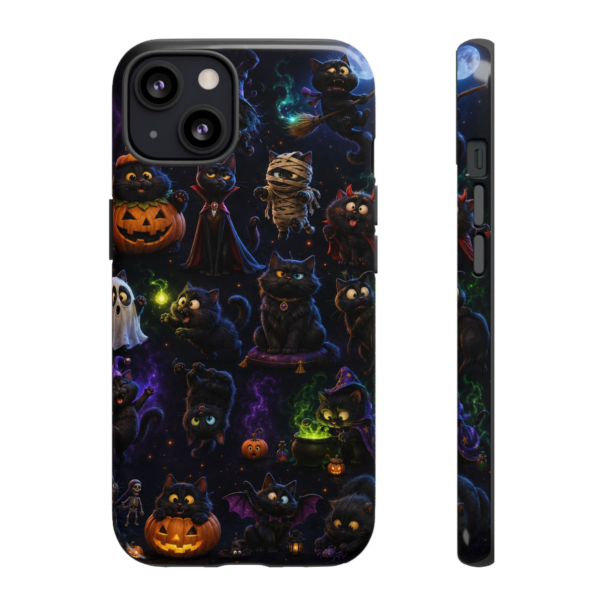 Halloween Black Cat Phone Case — Cute Spooky Pumpkins & Witchy Cats