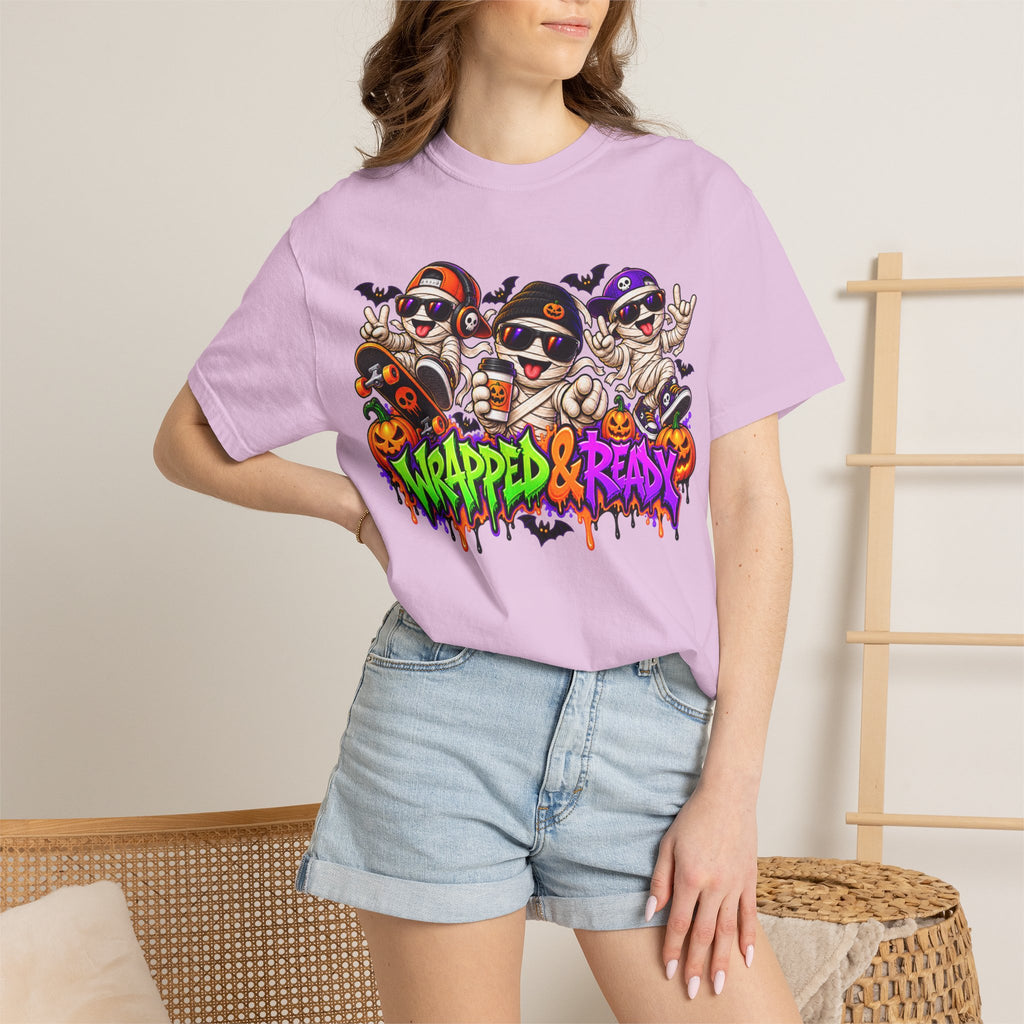 Wrapped & Ready – Halloween Mummy Crew Graphic T-Shirt