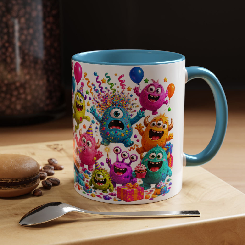 Birthday Mode On Monsters Coffee Mug — Colorful Party Coffee Cup (11/15oz)