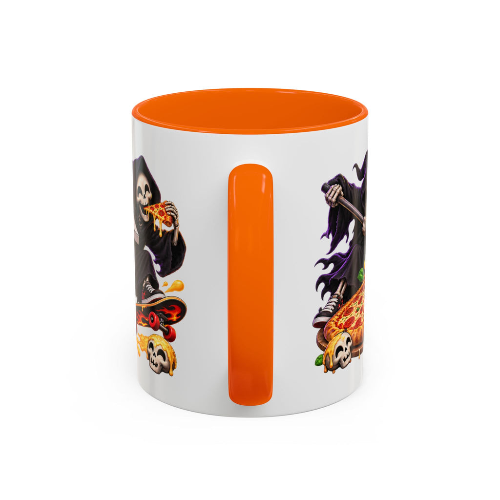 Slice to Meet You Funny Grim Reaper Pizza Halloween White Mug
