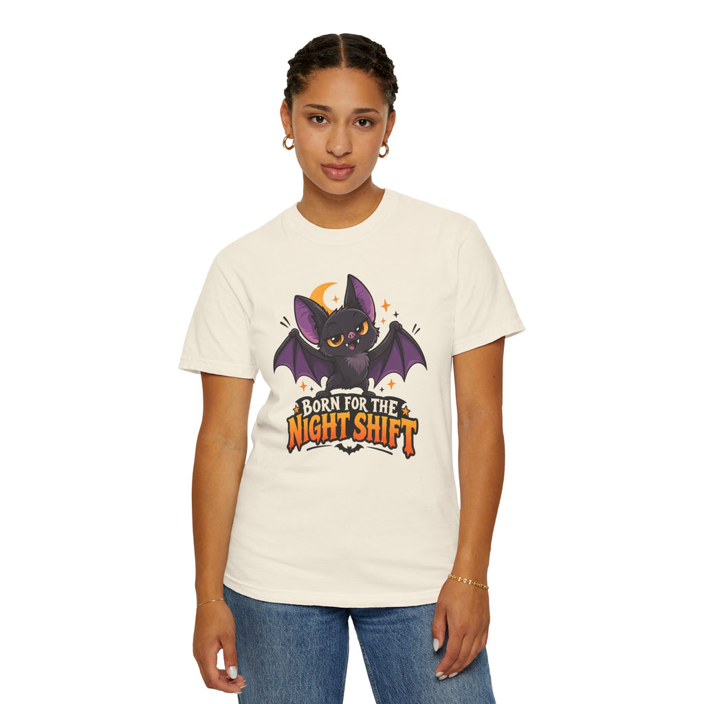 Born for the Night Shift – Cute Halloween Bat T-Shirt