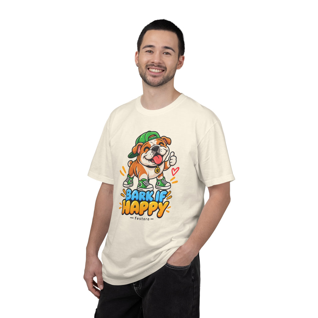 Bark If Happy – Cute Bulldog Graphic T-Shirt