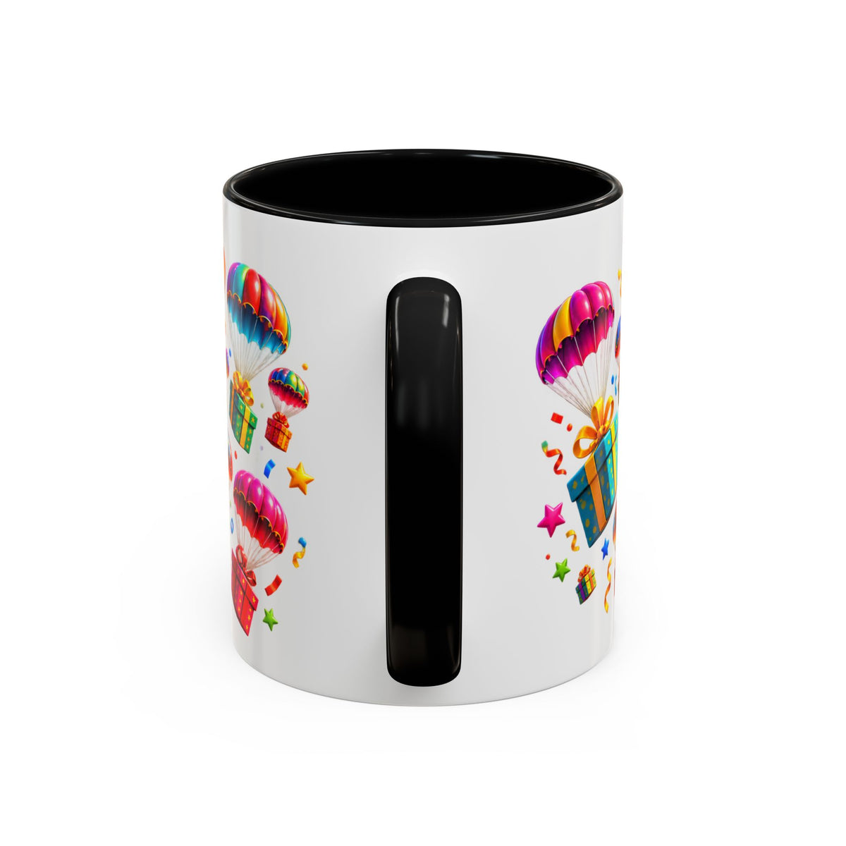 Birthday Gifts Coffee Mug — "It's Raining Birthday Gifts!" Colorful Accent Mug