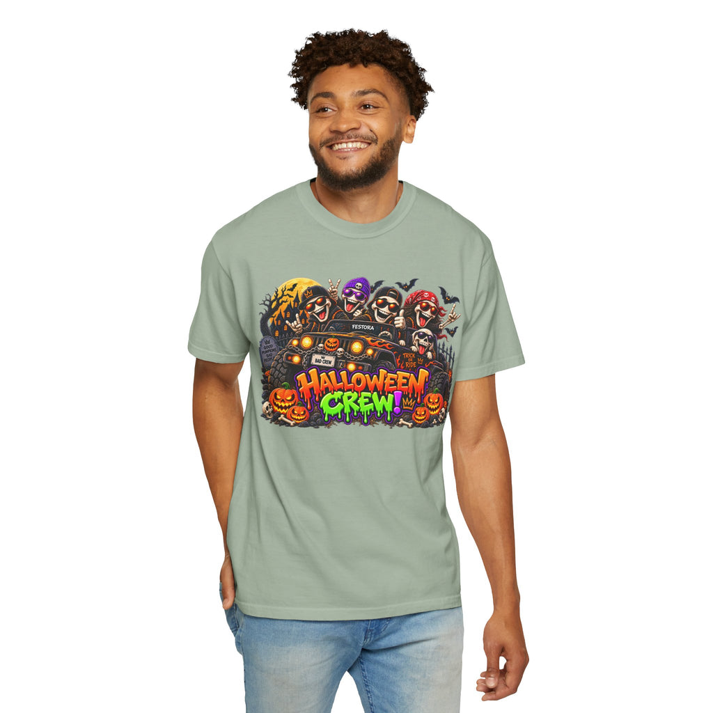 Halloween Crew T-Shirt – Skeleton Jeep Spooky Graphic Tee