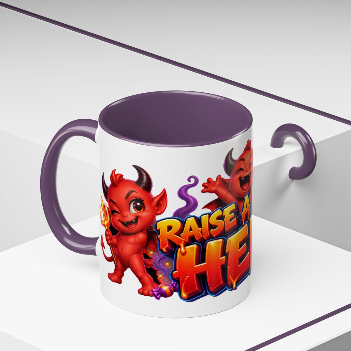 Raise a Little Hell Cute Devils Halloween White Mug