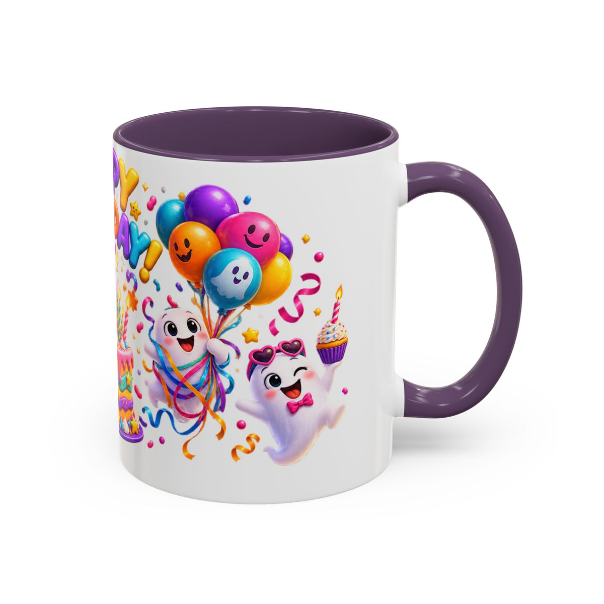 Happy Birthday Accent Coffee Mug - Colorful Celebration Mug (11oz, 15oz)