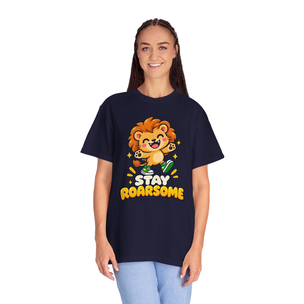 Stay Roarsome – Cute Happy Lion Graphic T-Shirt