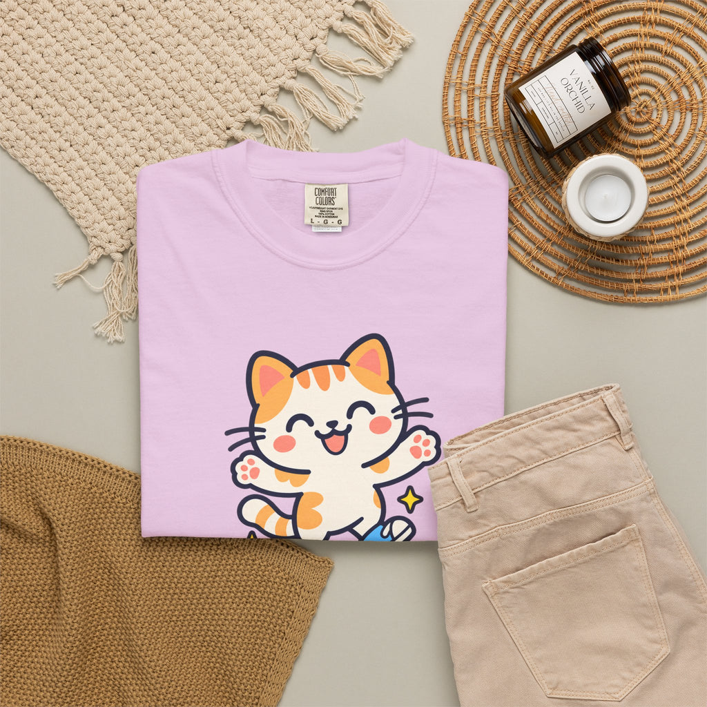 Stay Pawsitive – Cute Happy Cat Graphic T-Shirt