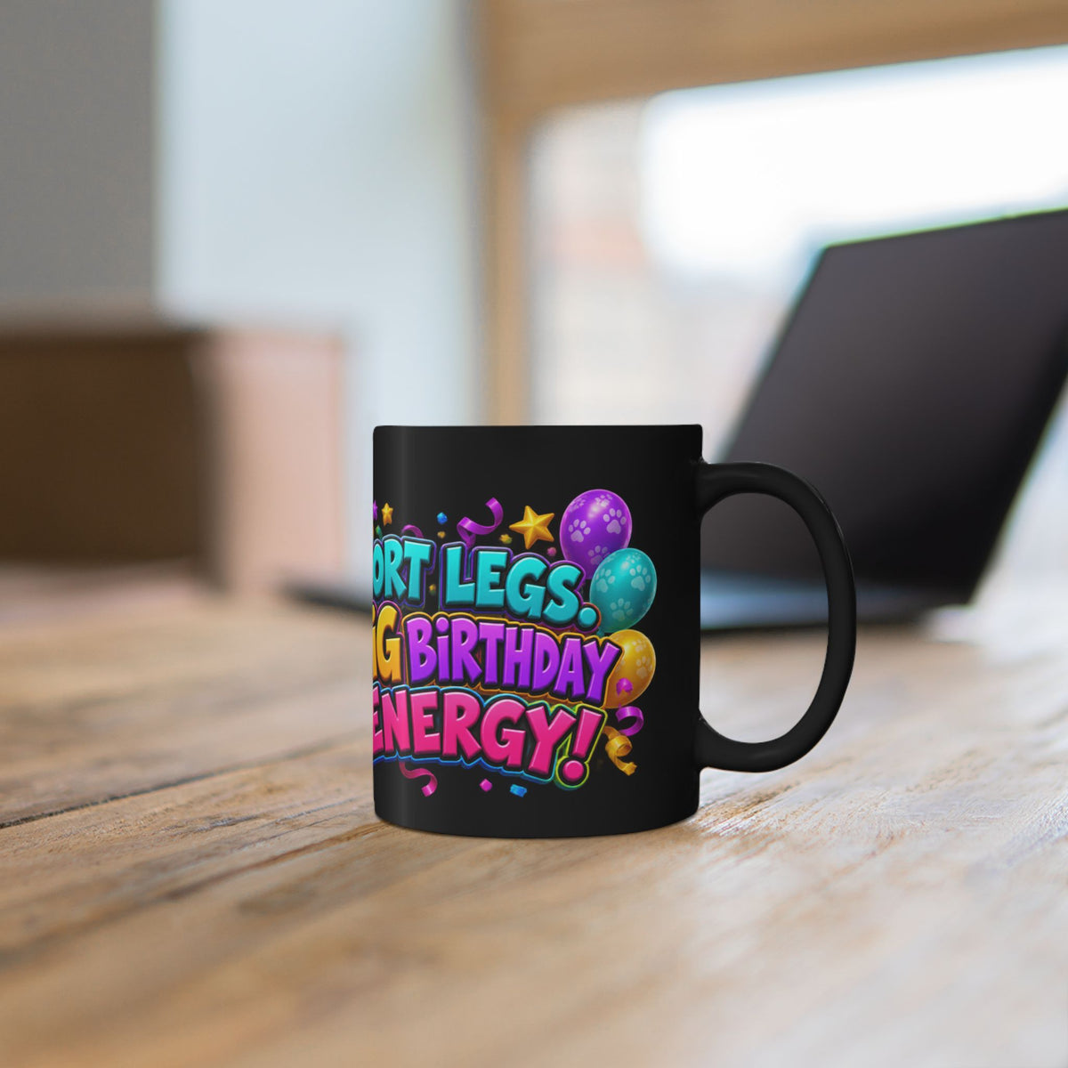 Short Legs Big Birthday Energy Basset Hound Black Mug