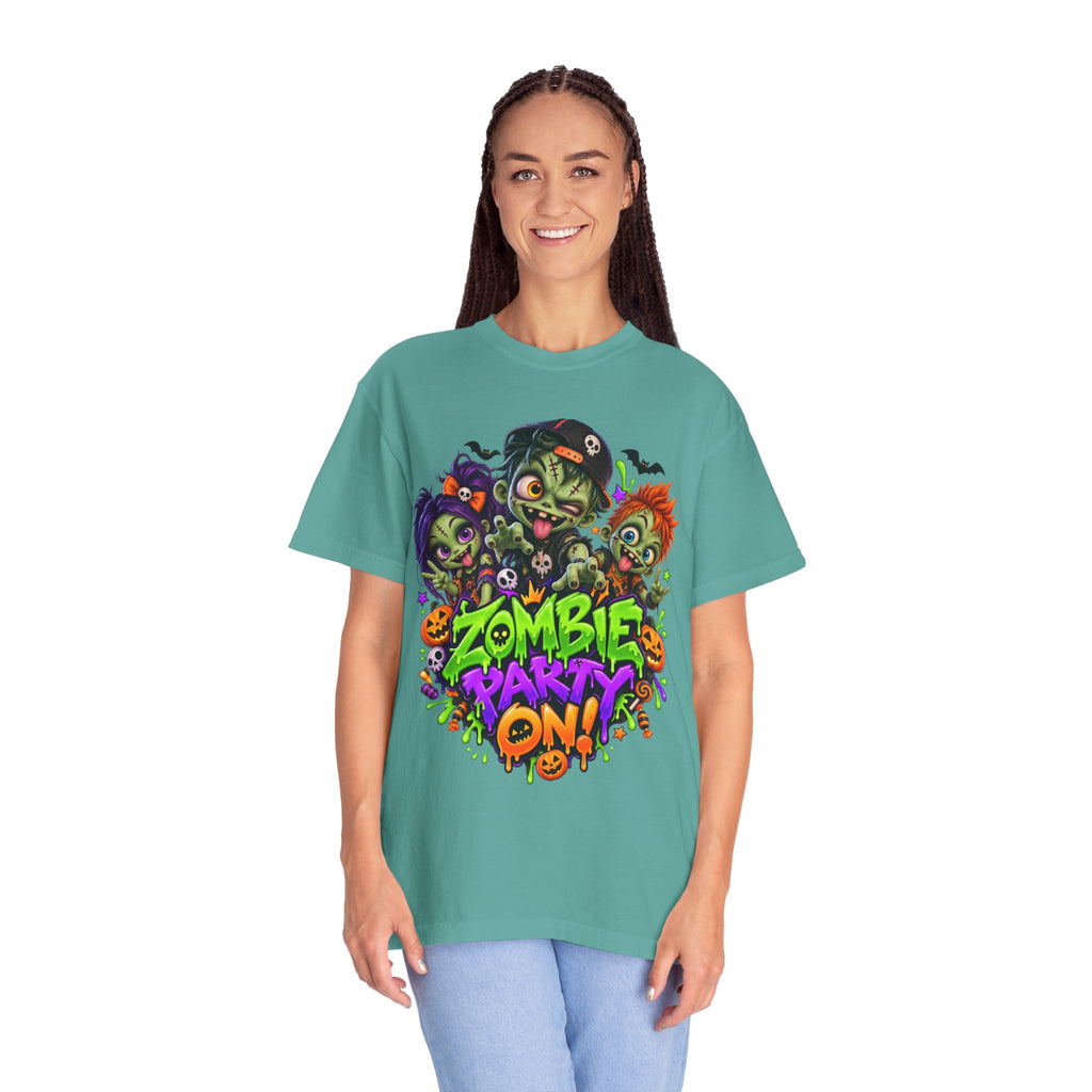 Zombie Party On! – Halloween Zombie Crew Graphic T-Shirt