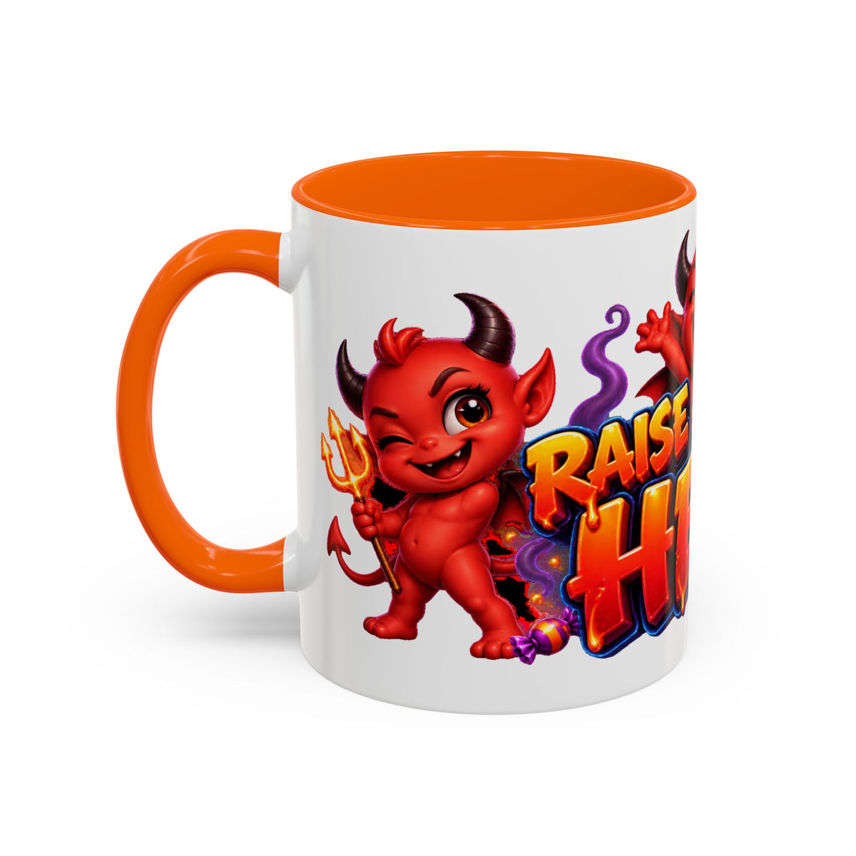 Raise a Little Hell Cute Devils Halloween White Mug