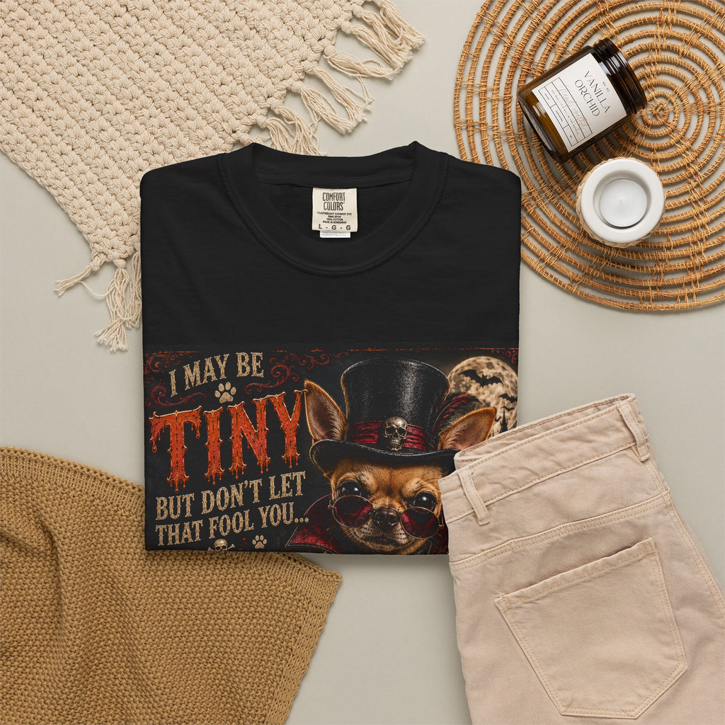 Tiny but Boss Chihuahua Halloween T-Shirt - "I Run This House"