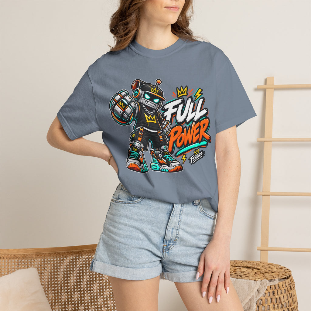 Full Power Robot Graphic T-Shirt — Retro Streetwear Tee