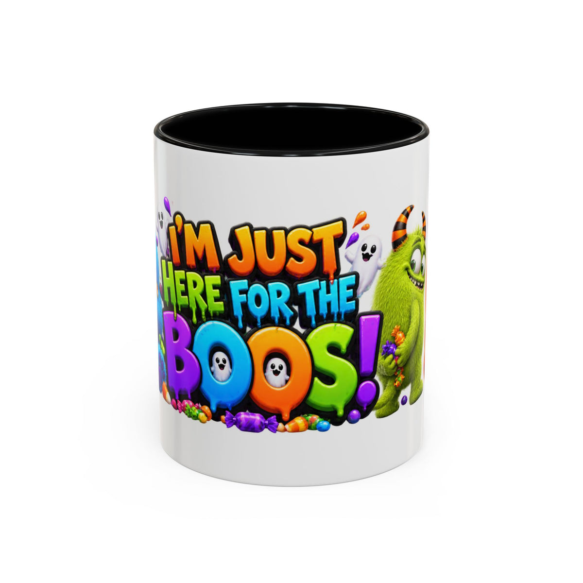 I’m Just Here for the Boos Funny Halloween Monster White Mug