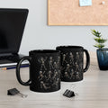 Funny Dancing Skeletons Black  Mug — Halloween Wraparound Pattern (11oz, 15oz)