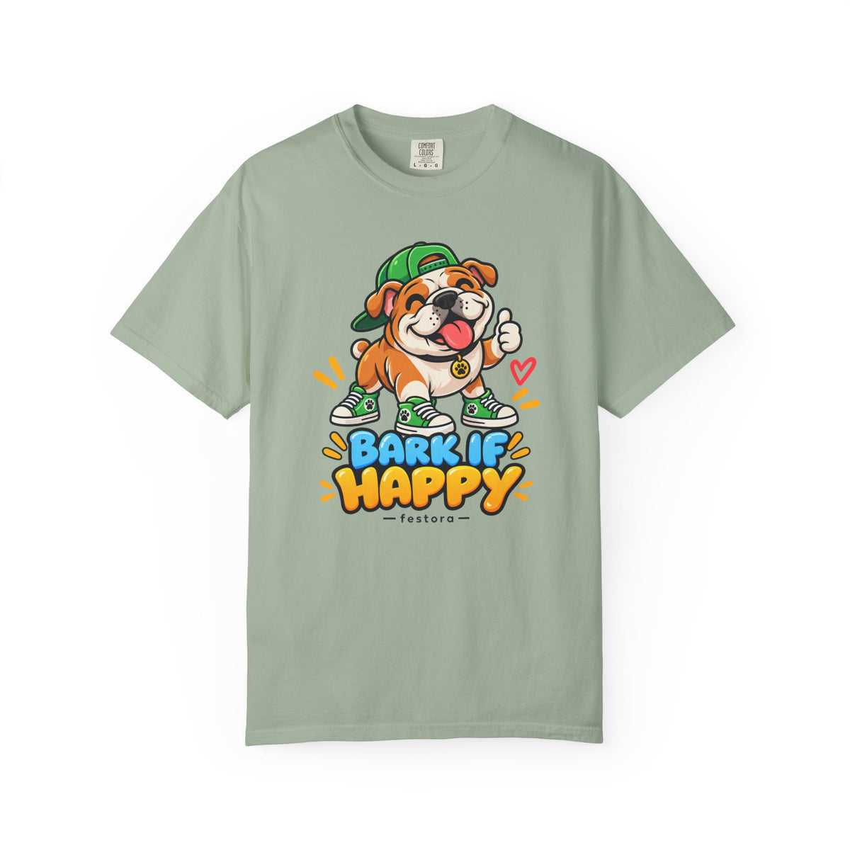 Bark If Happy – Cute Bulldog Graphic T-Shirt