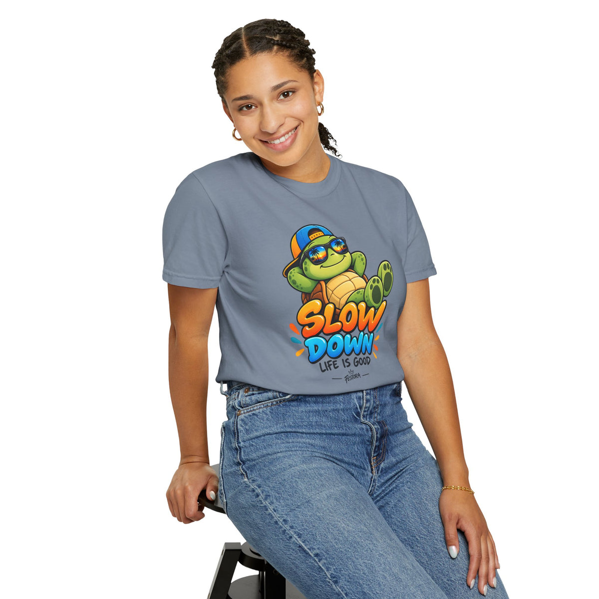 Slow Down, Life Is Good – Turtle Graphic T-Shirt | Festora Everyday