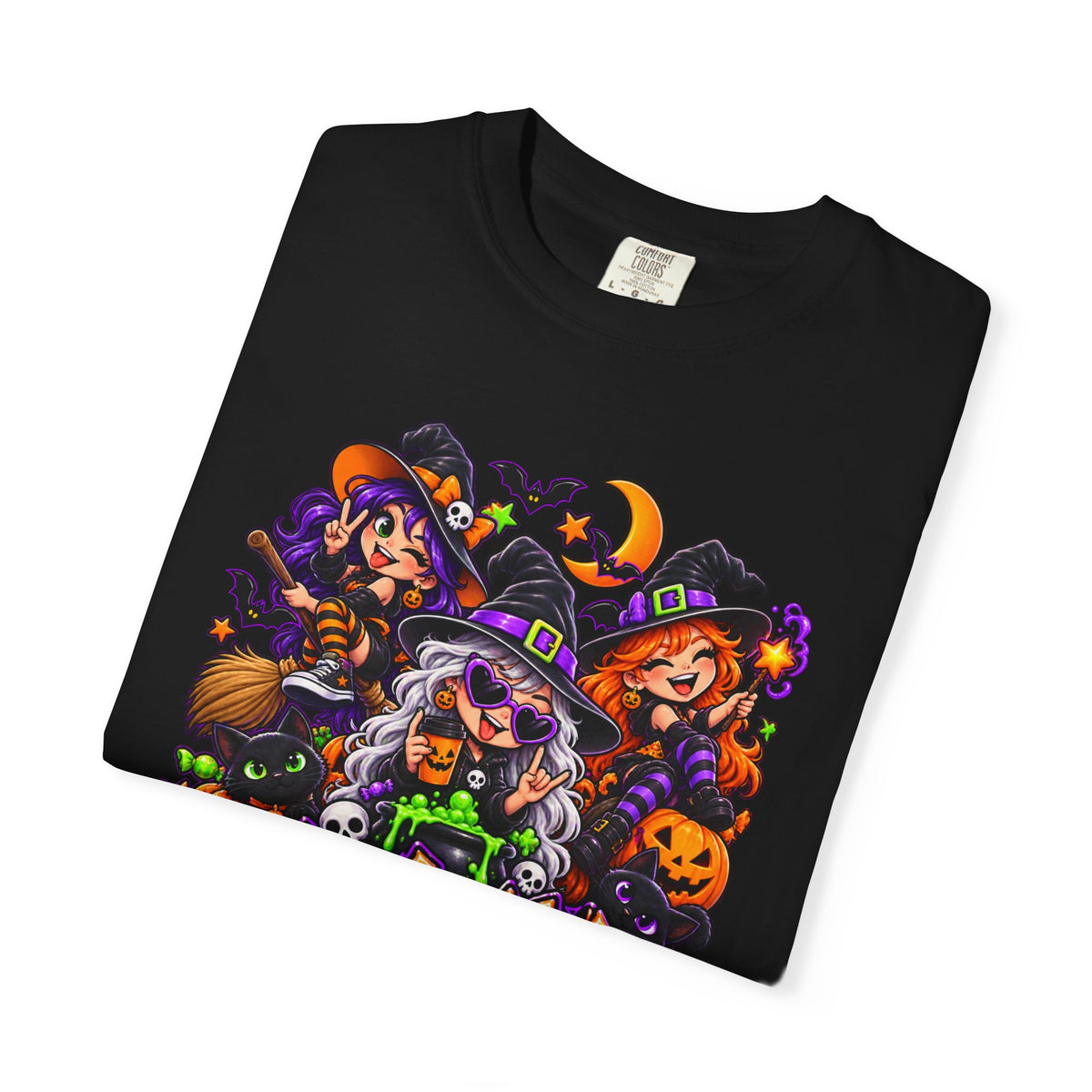 Witchy & Wild – Halloween Witch Crew Graphic T-Shirt