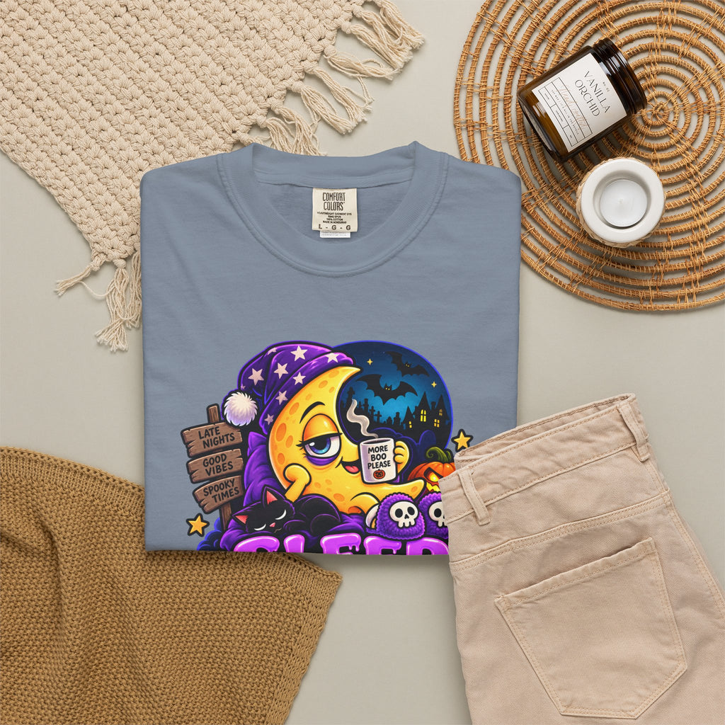 Sleep Is for the Living – Funny Halloween Moon T-Shirt