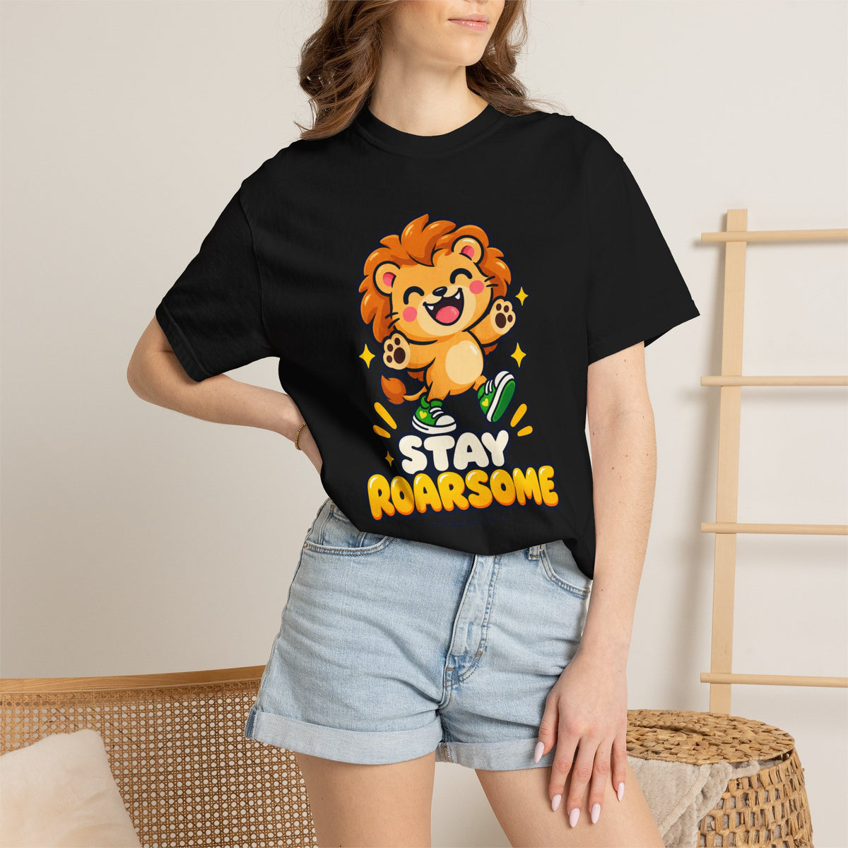 Stay Roarsome – Cute Happy Lion Graphic T-Shirt