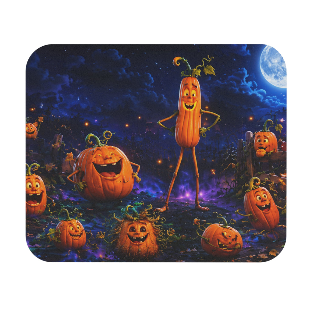 Halloween Pumpkin Patch Mouse Pad — Spooky Night Jack-o'-Lantern Design