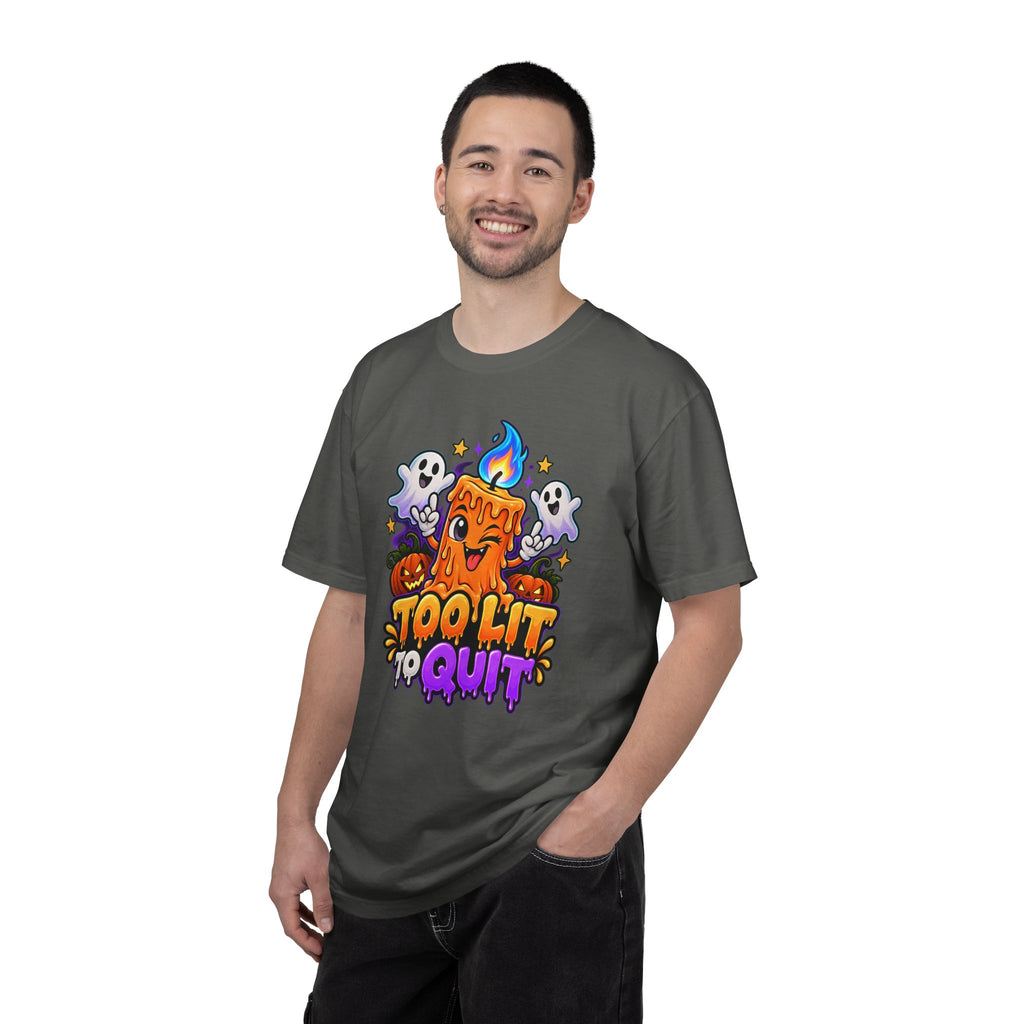 Too Lit to Quit – Funny Halloween Candle T-Shirt