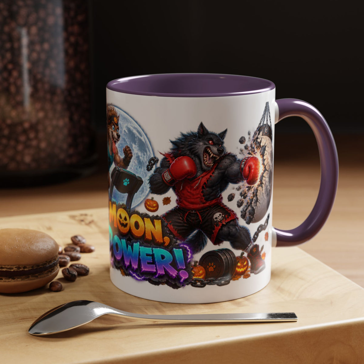 Full Moon Full Power Werewolf Gym Halloween White Mug