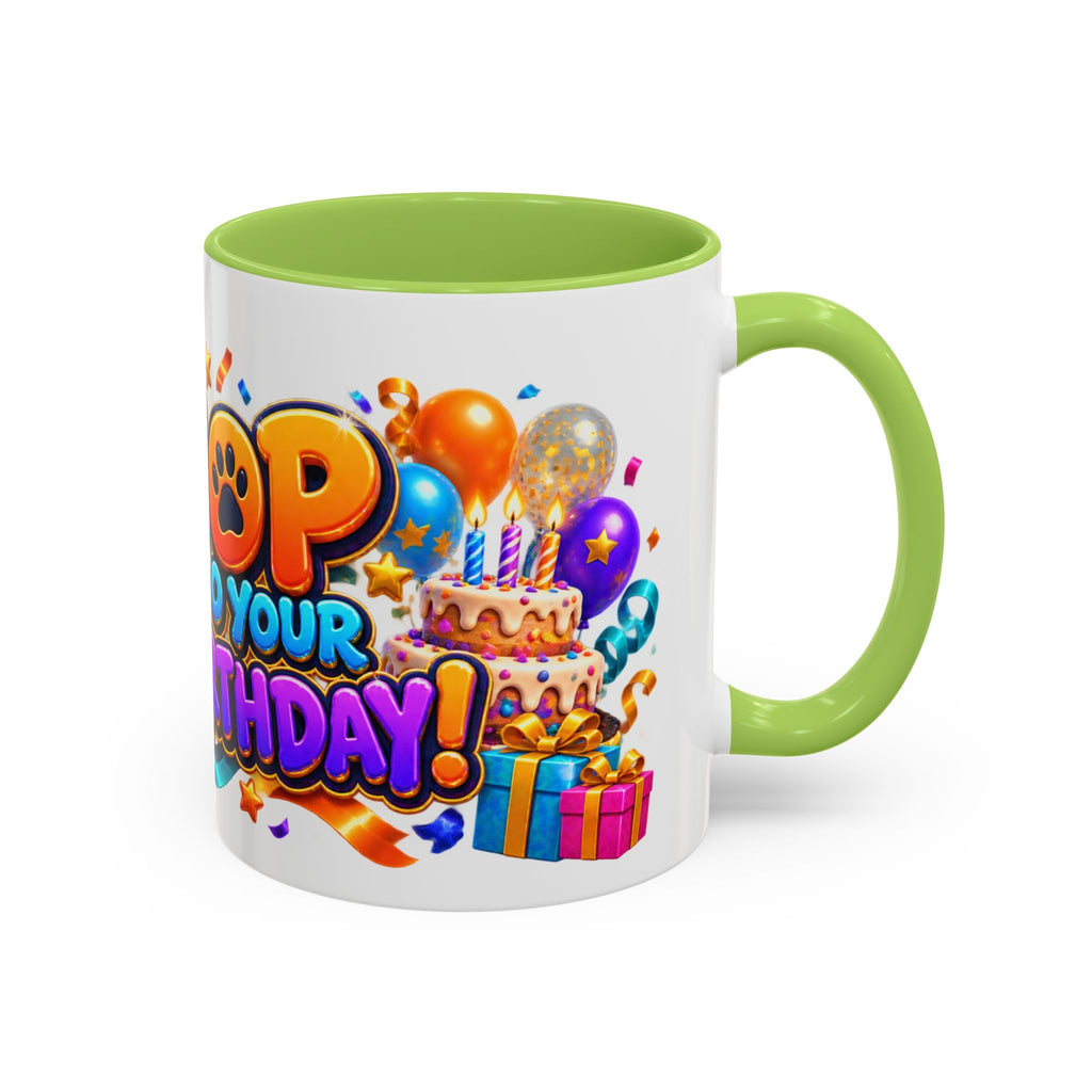 Hop Into Your Birthday White Mug – Cute Kangaroo Birthday Cup, Colorful Fun Party Gift