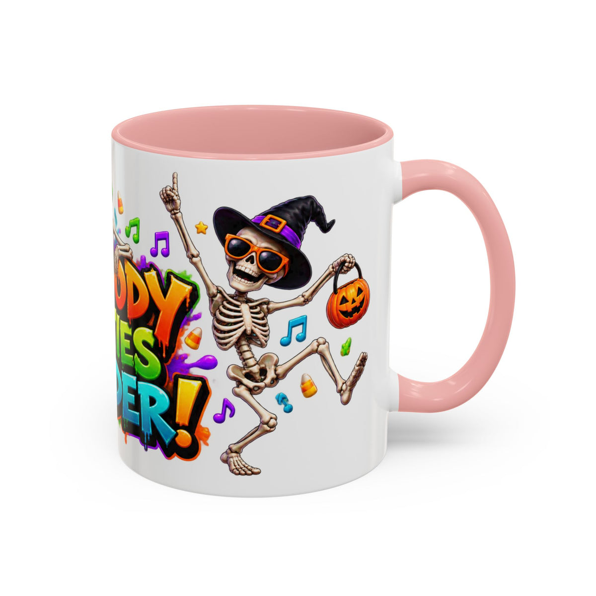 No Body Parties Harder Halloween Skeleton Party White Mug