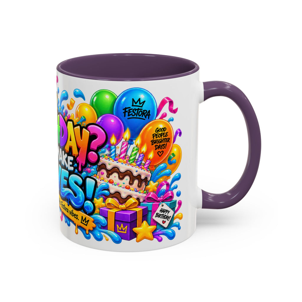 BIRTHDAY? LET’S MAKE WAVES! White Ceramic Mug – Funny Shark Birthday Coffee Cup – Original FestoraShop Design