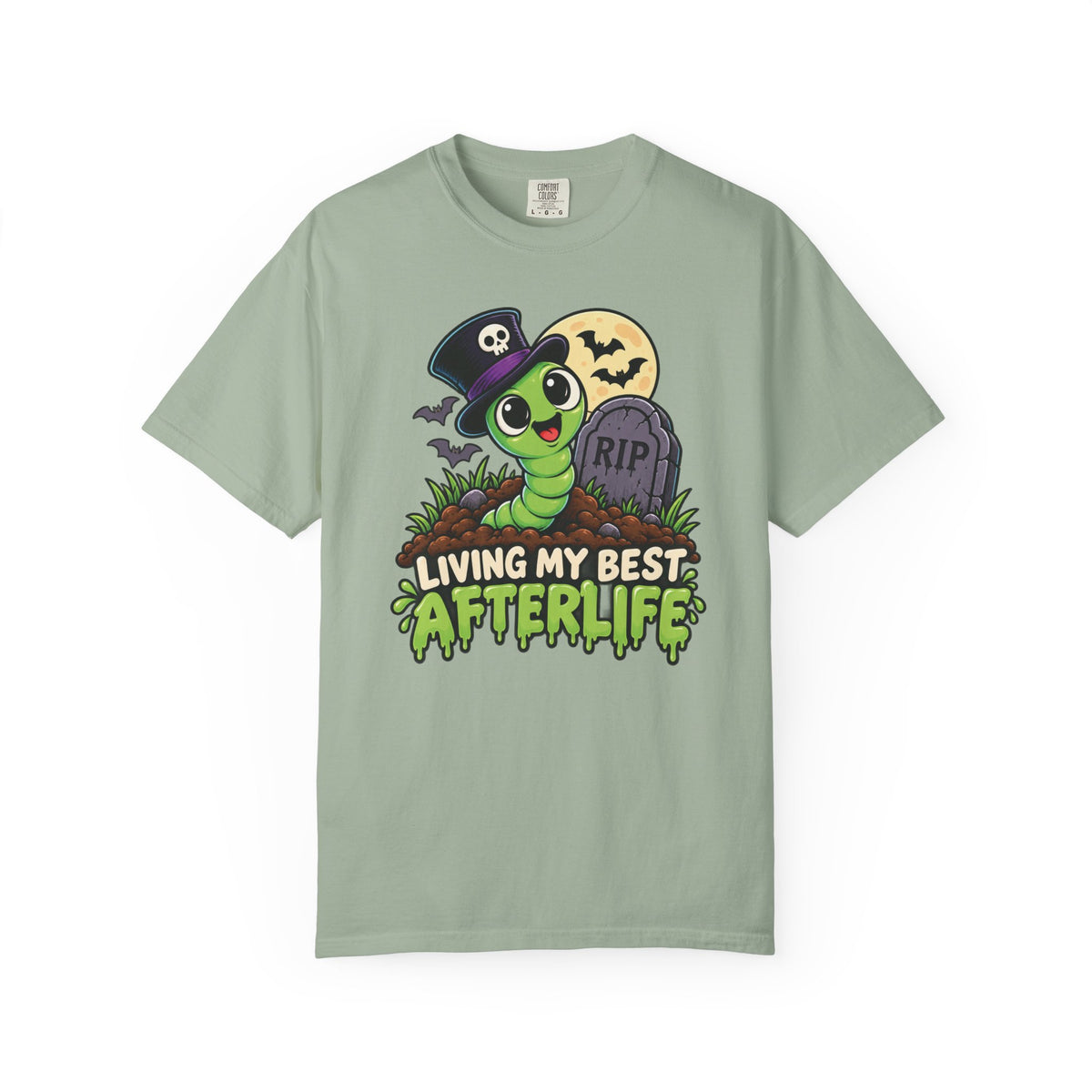 Living My Best Afterlife – Cute Halloween Graveyard Worm T-Shirt