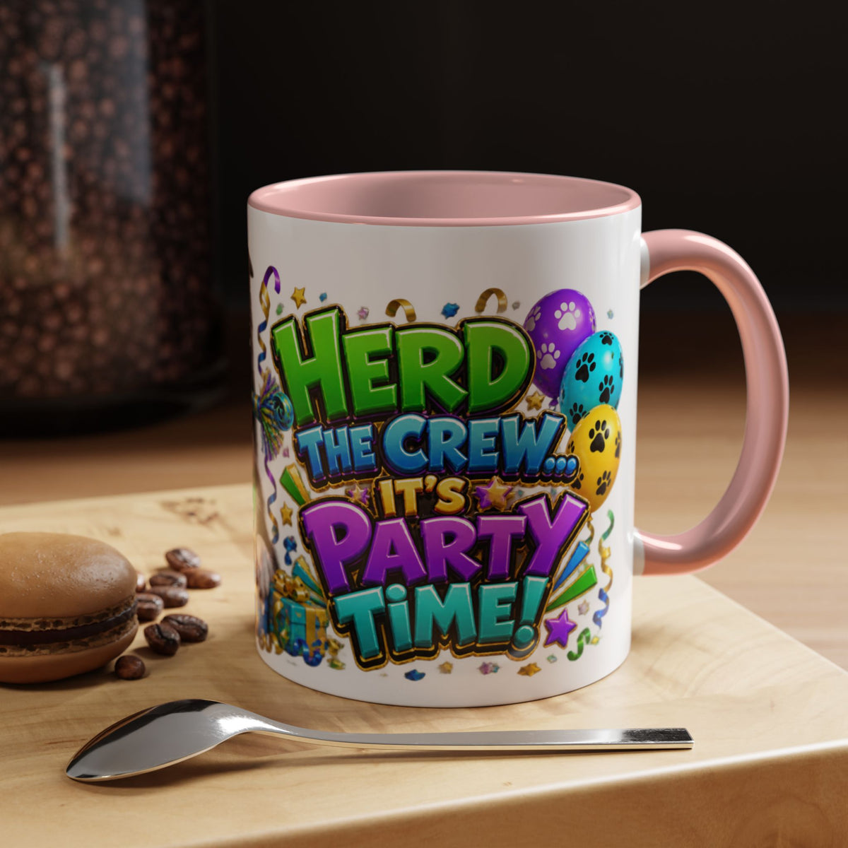 Herd the Crew Border Collie Birthday White Mug
