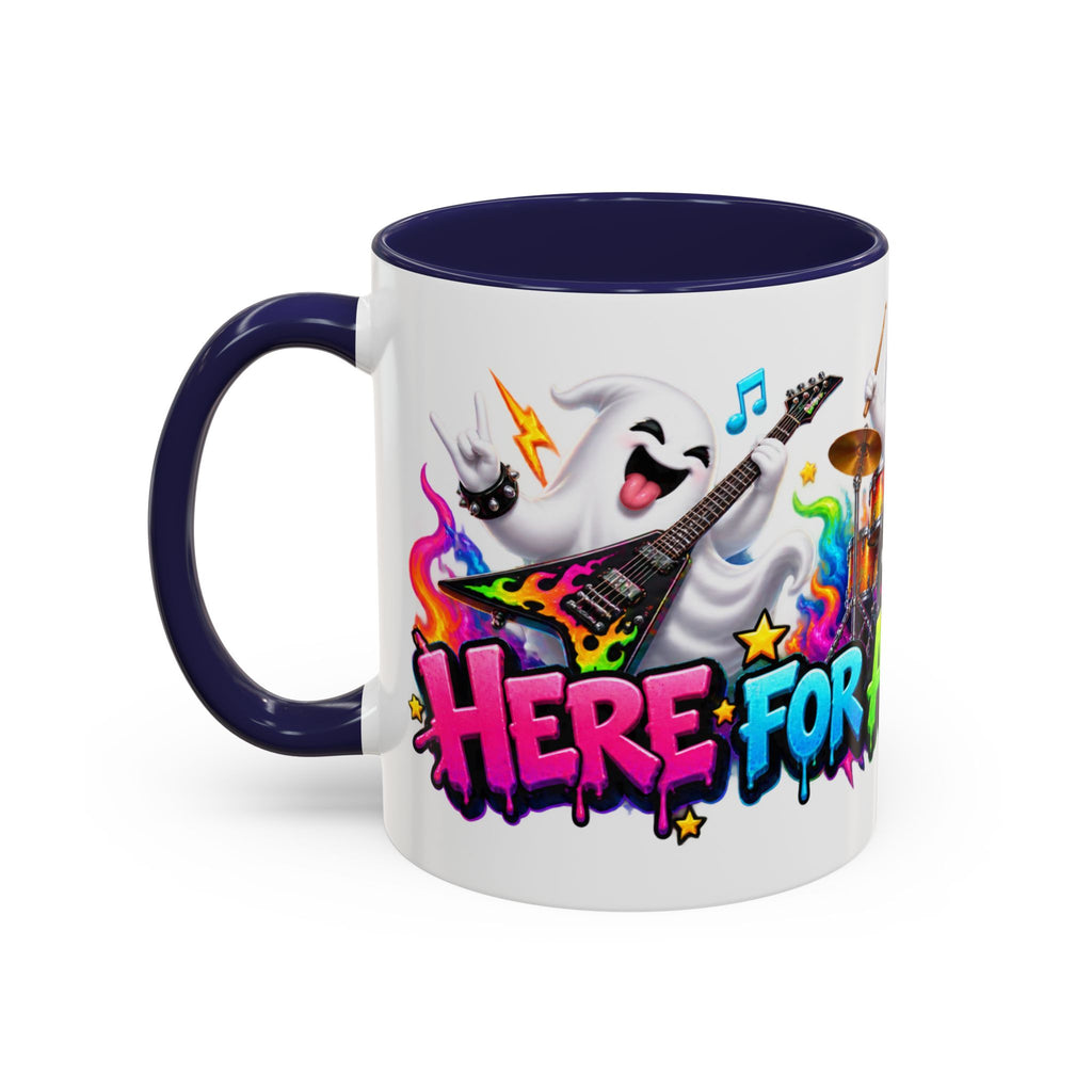 Here for a Boo Time Halloween Ghost Rock Band White Mug