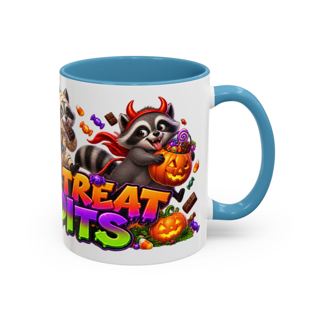 Trick or Treat Bandits Raccoons Halloween White Mug