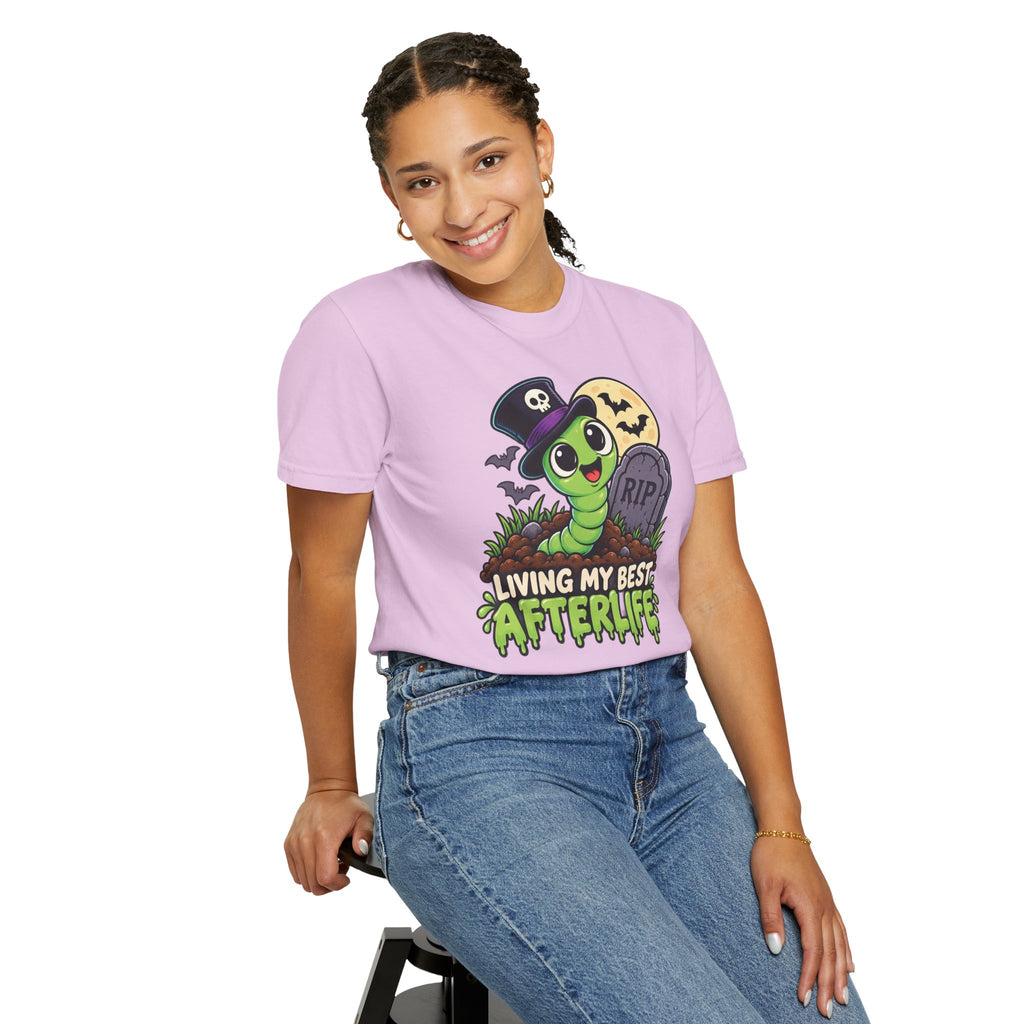 Living My Best Afterlife – Cute Halloween Graveyard Worm T-Shirt