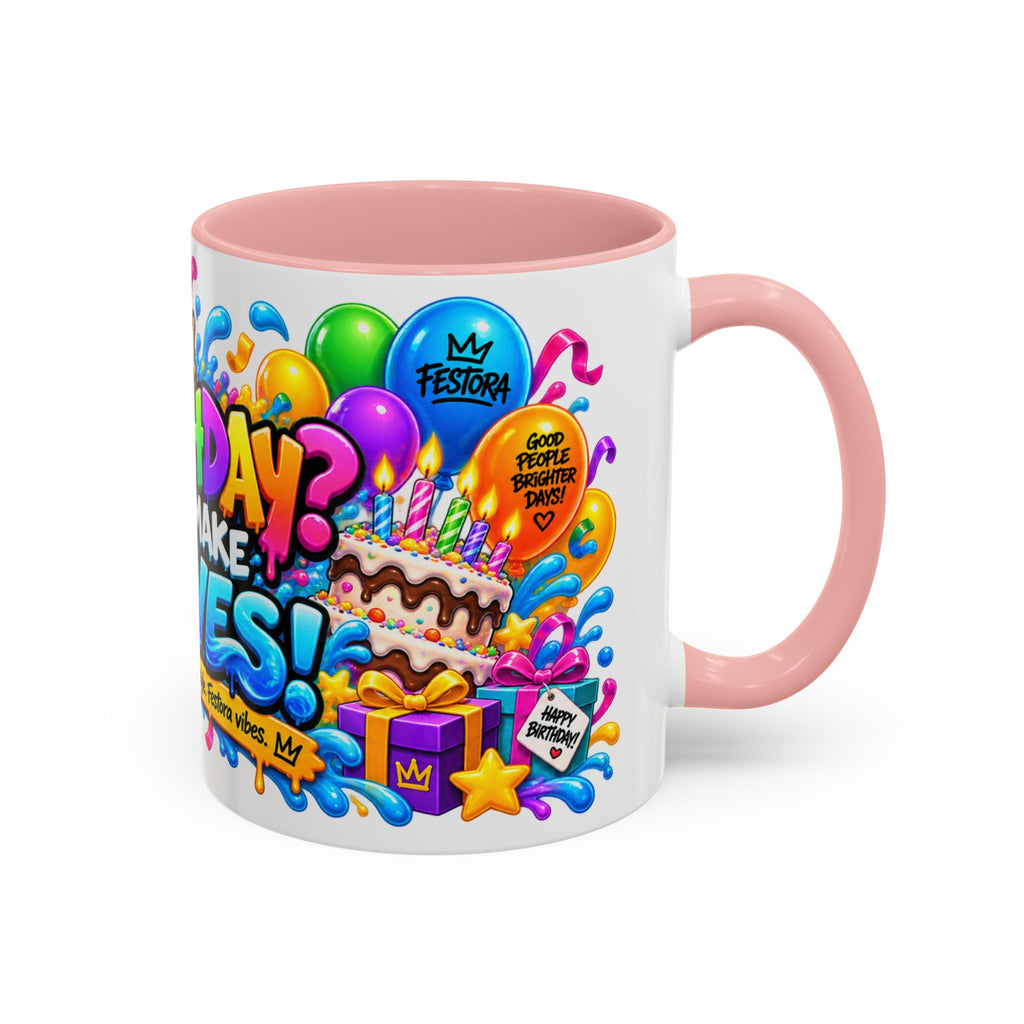BIRTHDAY? LET’S MAKE WAVES! White Ceramic Mug – Funny Shark Birthday Coffee Cup – Original FestoraShop Design