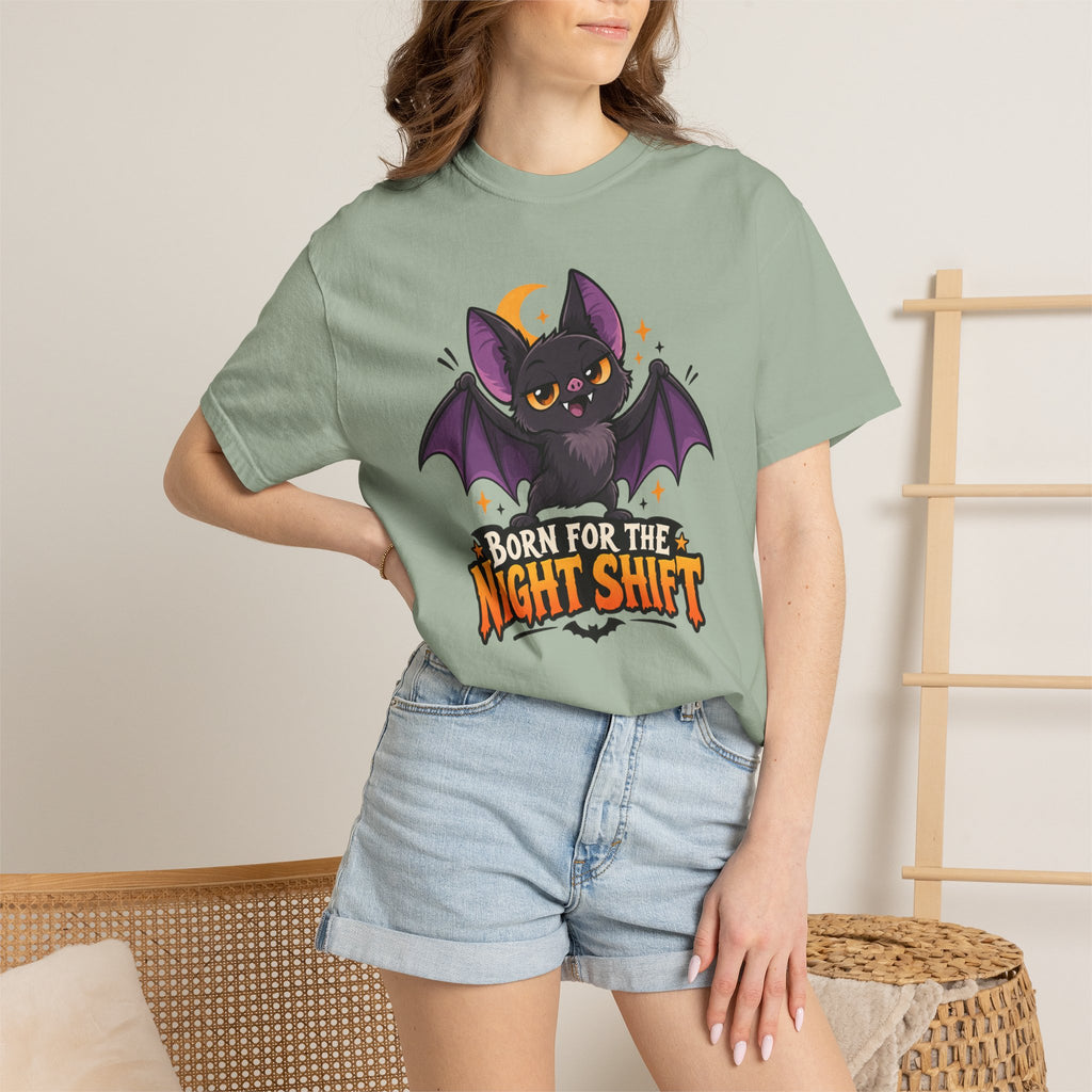 Born for the Night Shift – Cute Halloween Bat T-Shirt