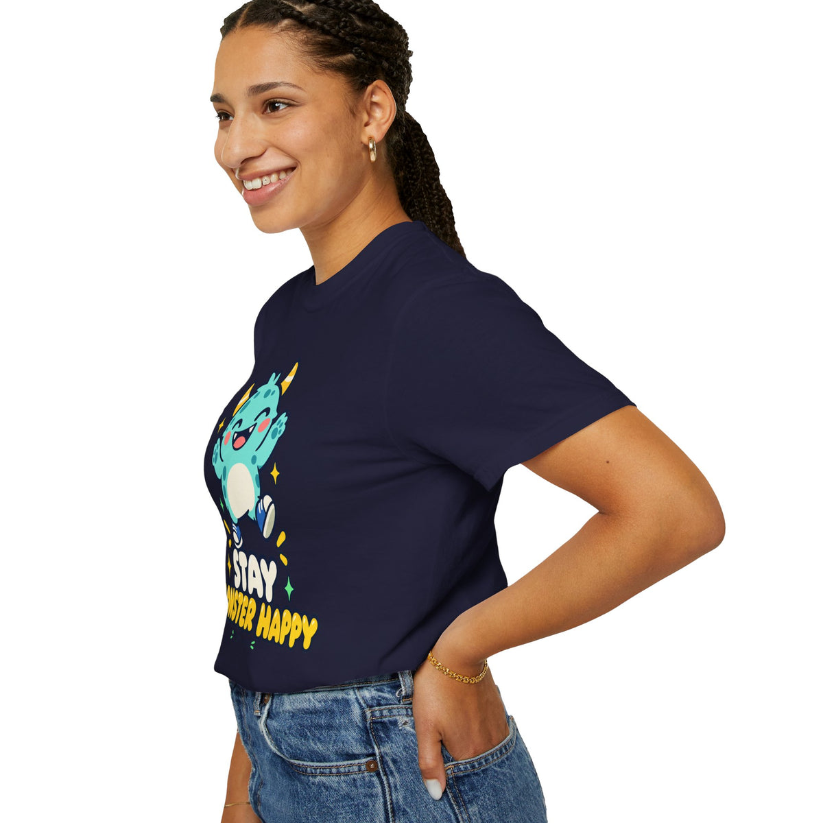 Stay Monster Happy – Cute Monster Graphic T-Shirt