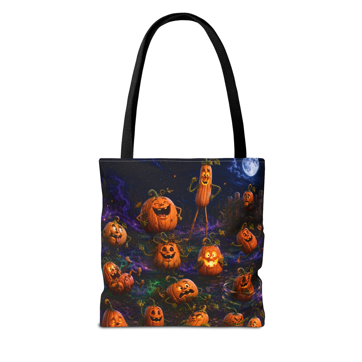 Halloween Pumpkin Patch Tote Bag — Spooky Jack-o'-Lantern All-Over Print