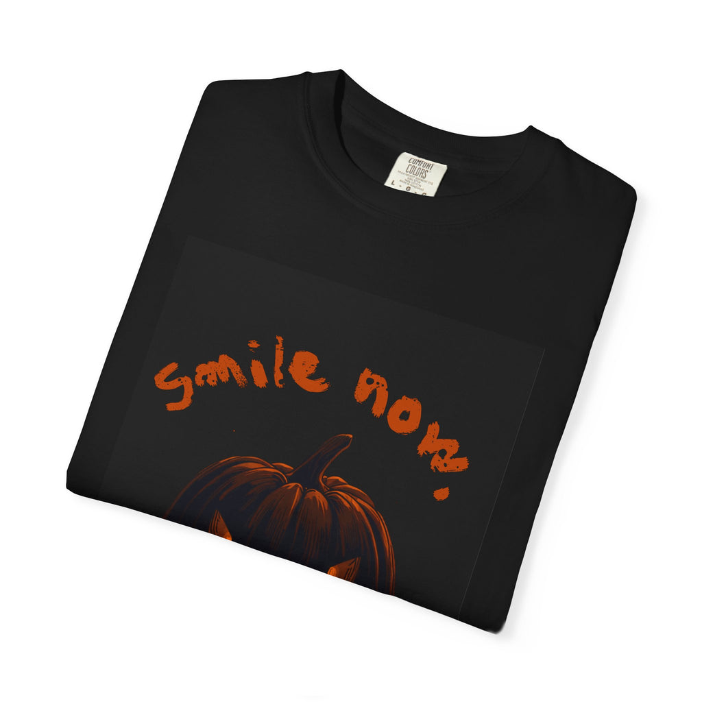 Halloween Pumpkin T-Shirt — 'Smile Now' Jack-O'-Lantern Tee