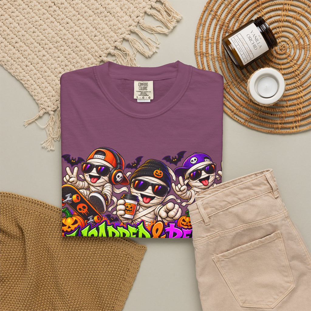 Wrapped & Ready – Halloween Mummy Crew Graphic T-Shirt