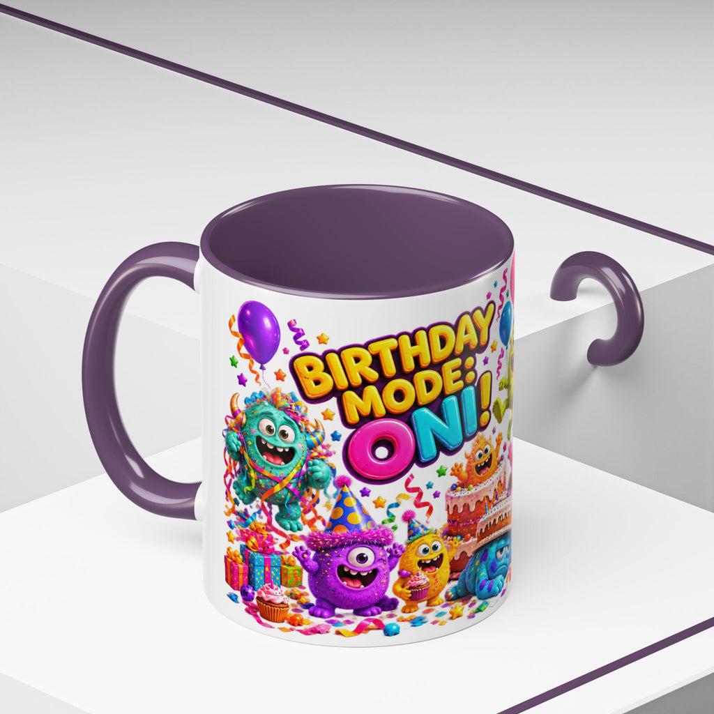 Birthday Mode On Monsters Coffee Mug — Colorful Party Coffee Cup (11/15oz)