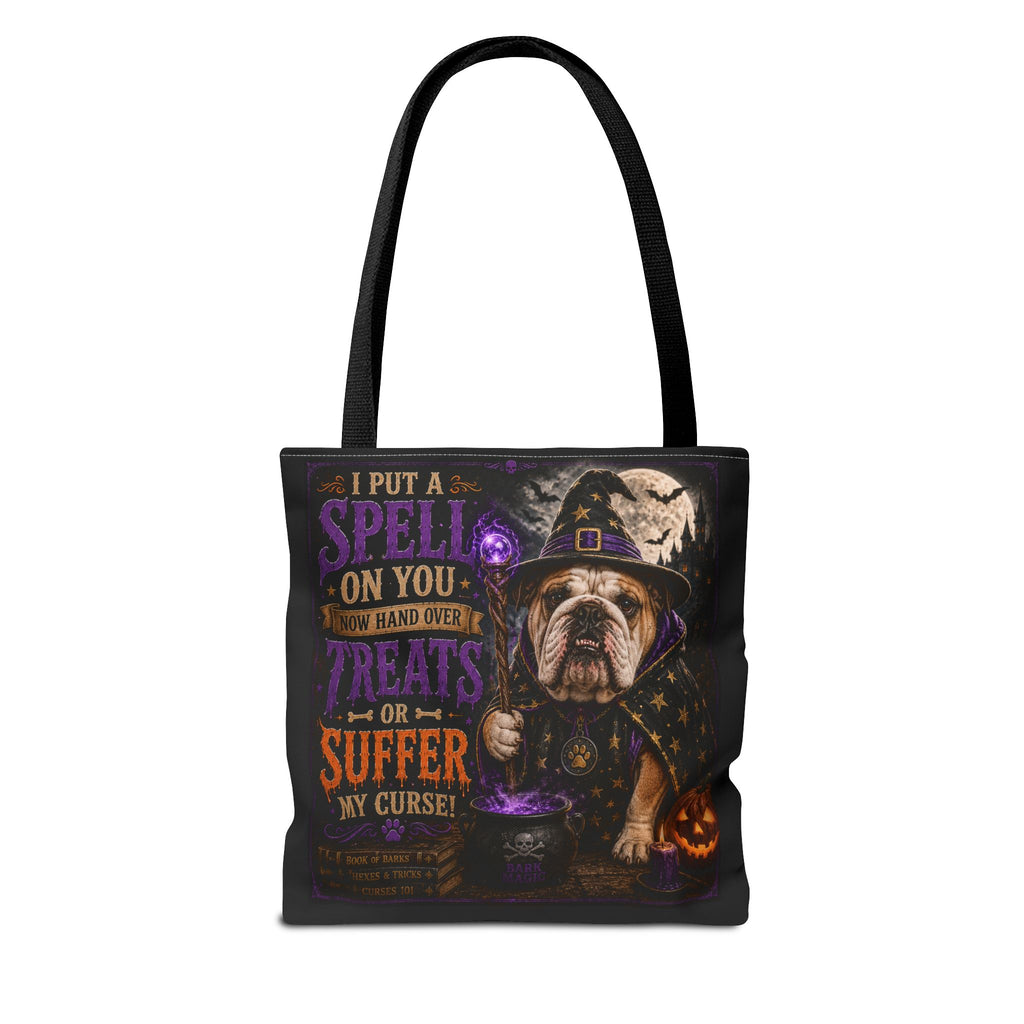 Halloween Bulldog Tote Bag - "I Put a Spell On You" Trick-or-Treat Candy Bag