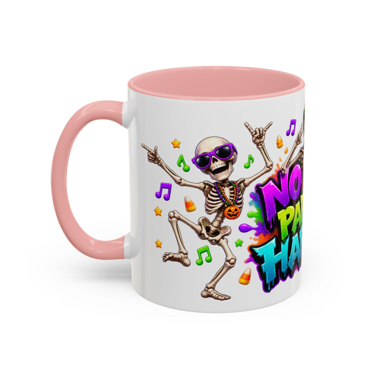 No Body Parties Harder Halloween Skeleton Party White Mug