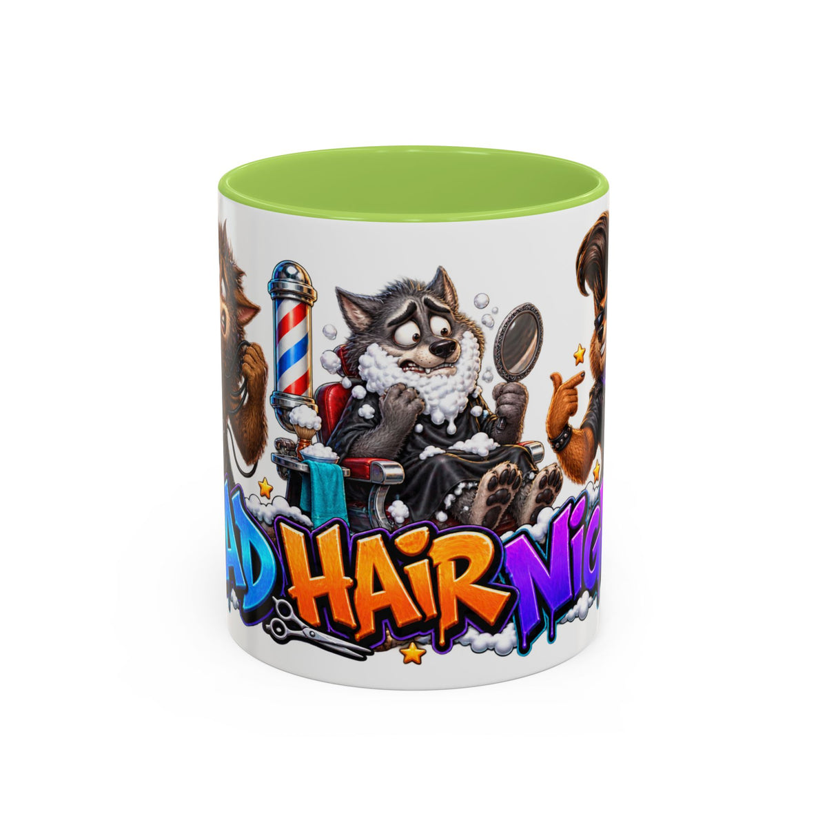 Bad Hair Night Funny Werewolf Barber Halloween White Mug