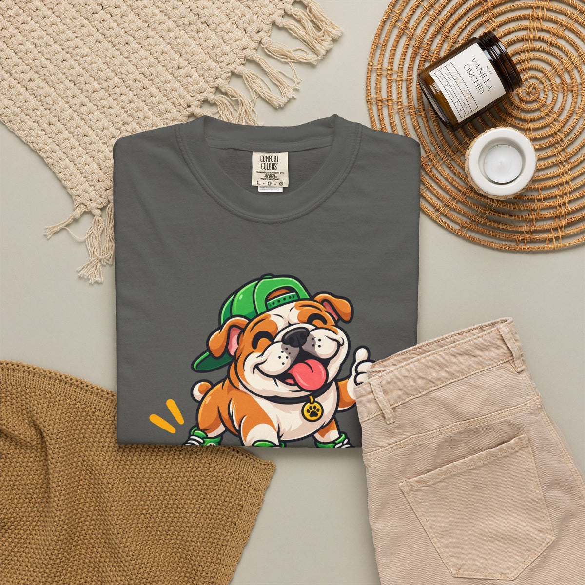 Bark If Happy – Cute Bulldog Graphic T-Shirt